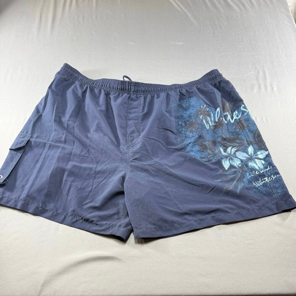 Puritan Men’s 3X Navy Blue Swim Trunks Floral Graphic Beach Board Shorts